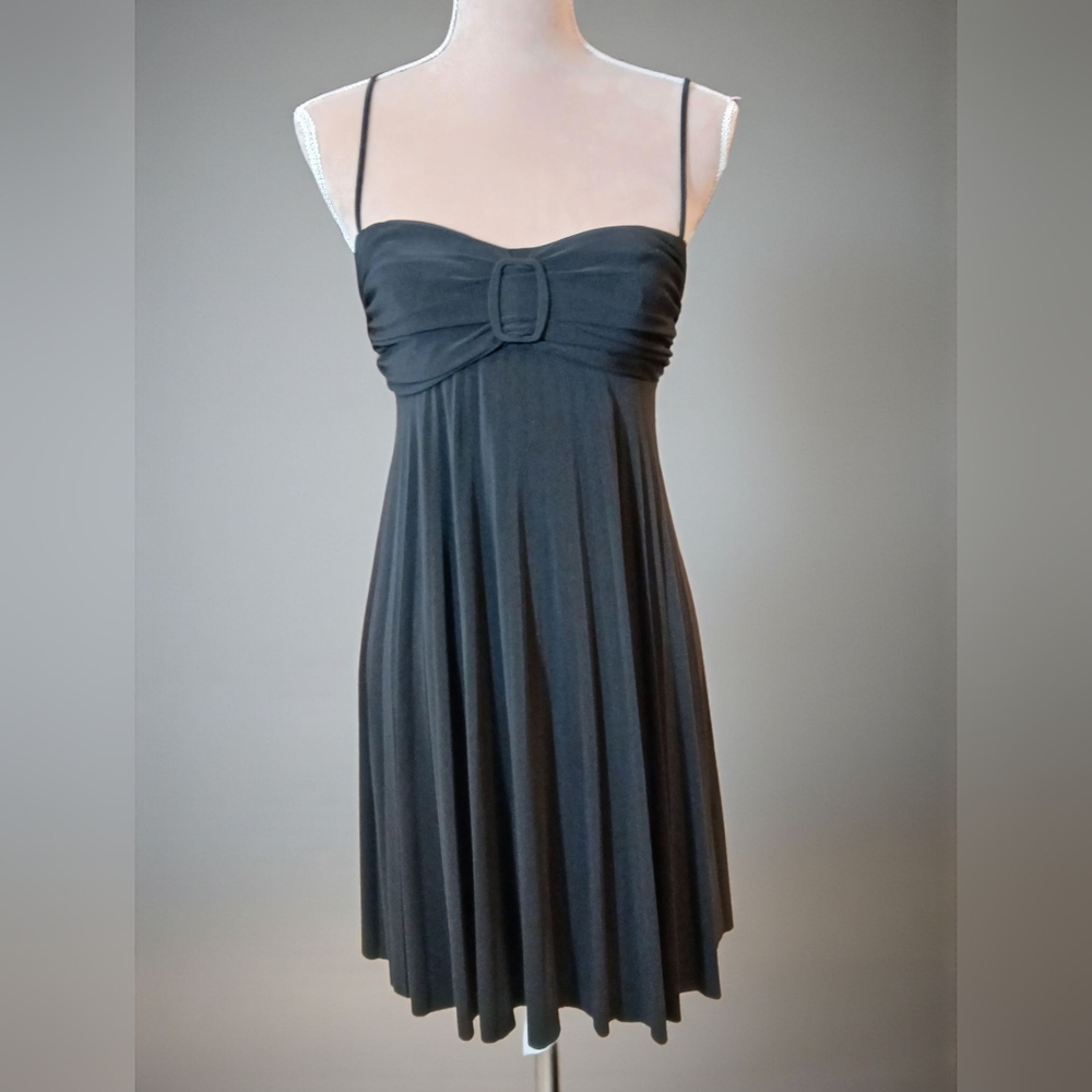 Vtg Y2k B. Darlin Babydoll Buckle Empire Waist Pleated 7/8 Dress Fairy Dark